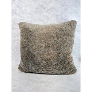 Restoration Hardware Faux Fur Throw Pillow Taupe Brown Down Feather Insert 18x18